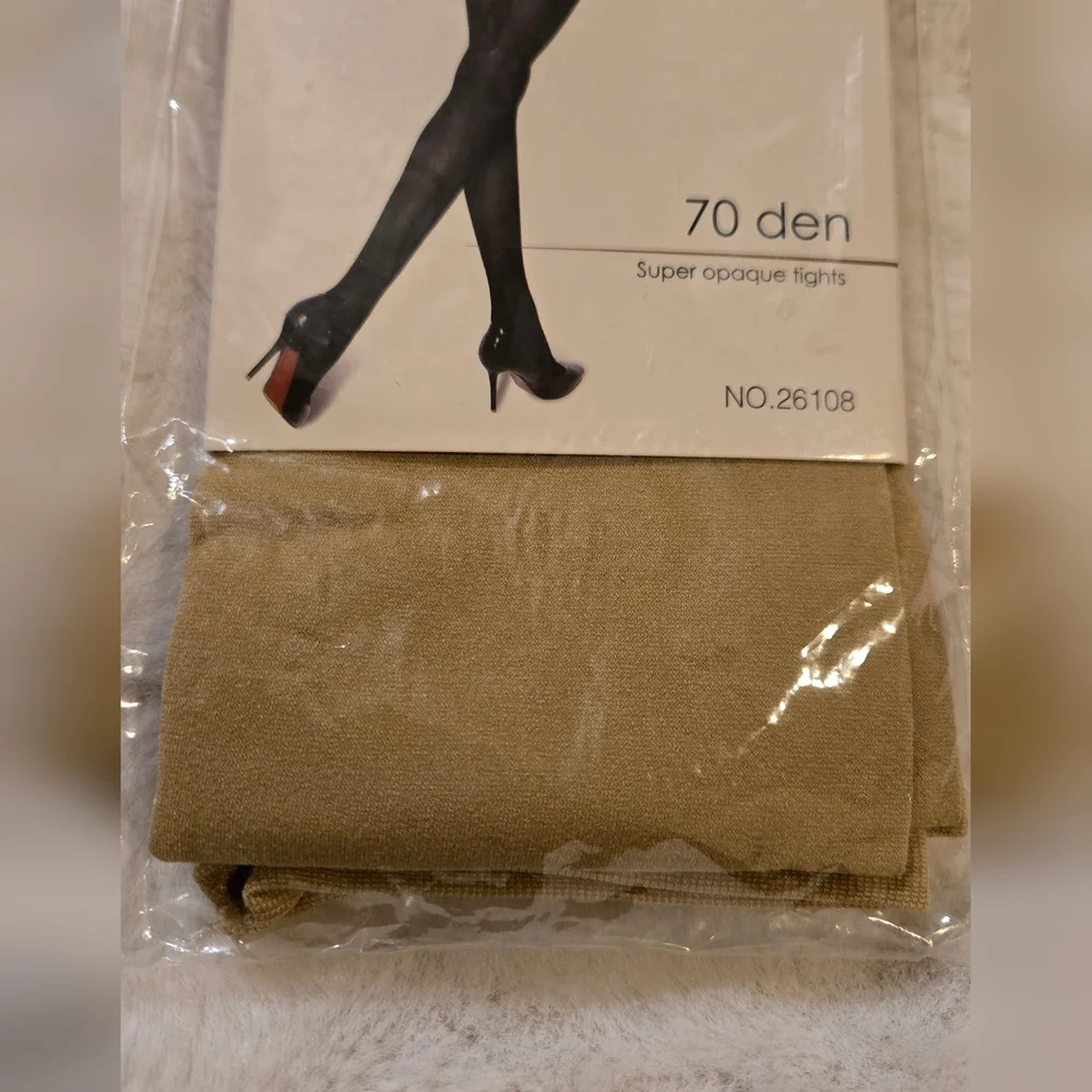 MANZI Super Opaque Tights Control Top 70 Denier Miele Small 1/2 26108 New